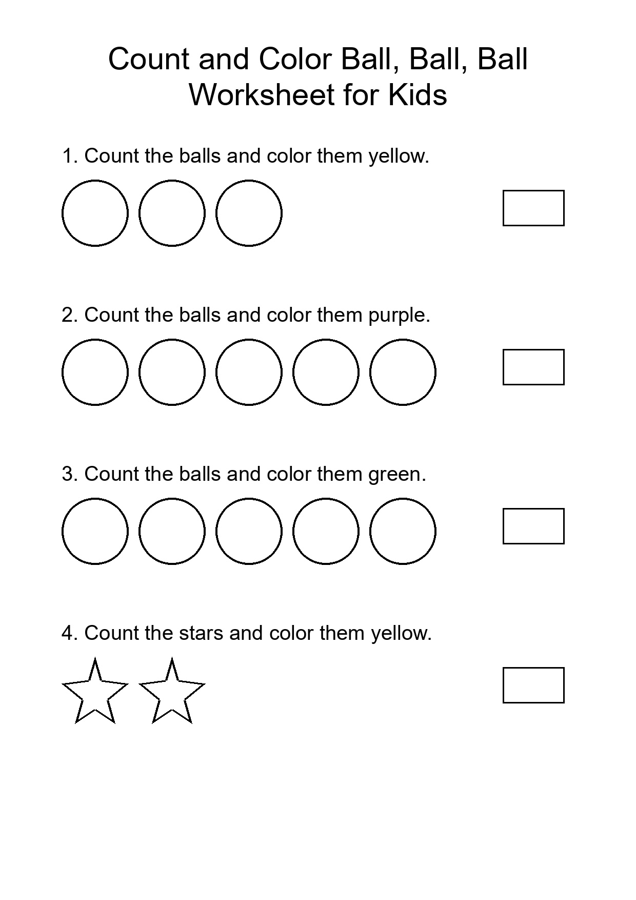 Count and Color Ball, Ball, Ball Worksheet for Kids