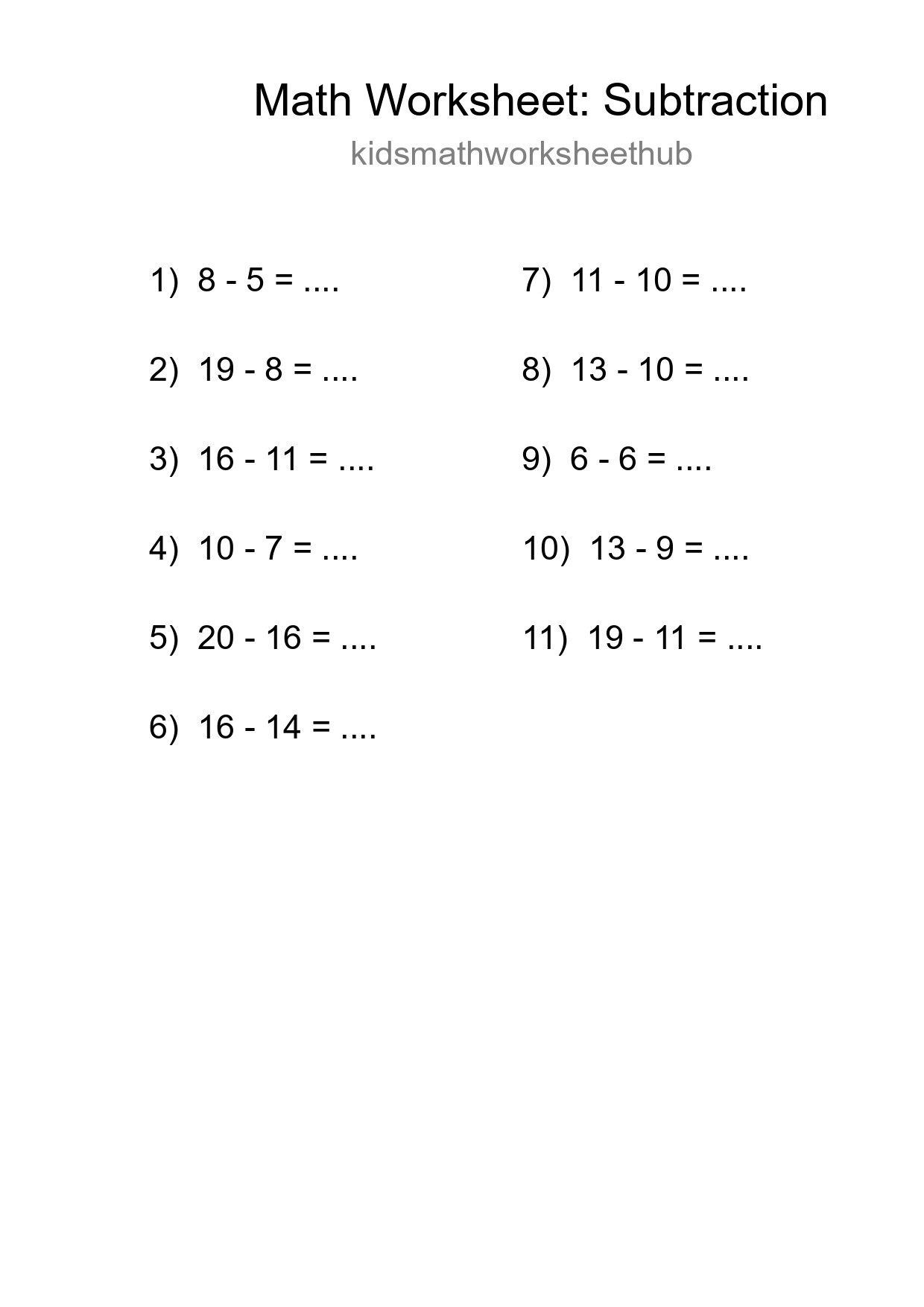 Free 11 Subtraction Math Worksheet For Grade 2 - Part 195