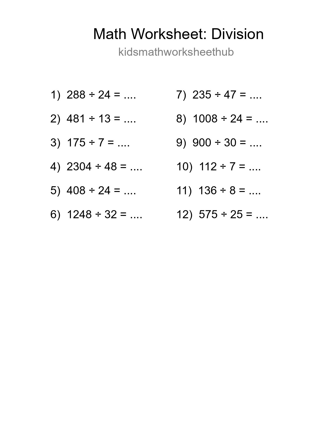 Free 12 Division Math Worksheet For Grade 2 - Part 257