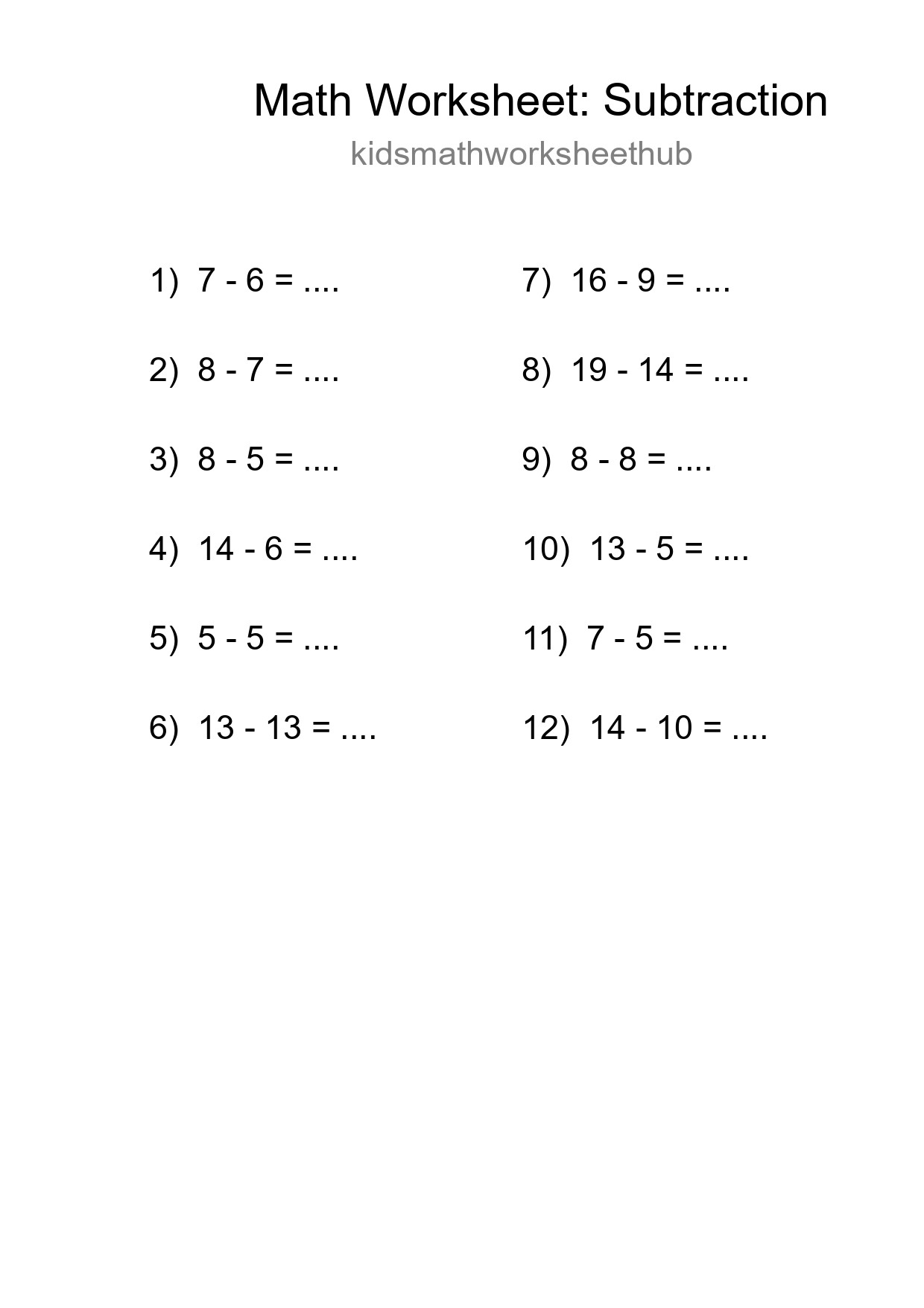Free 12 Subtraction Math Worksheet For Grade 2 - Part 162