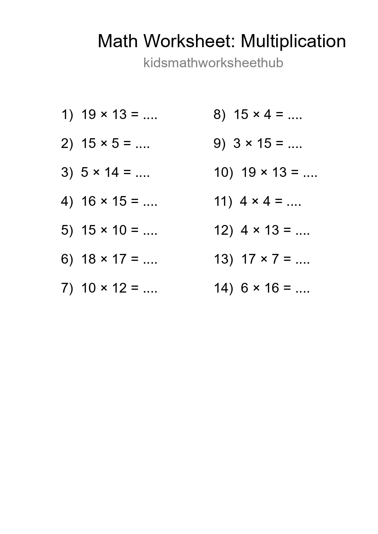 Free 14 Multiplication Math Worksheet For Grade 2 - Part 139