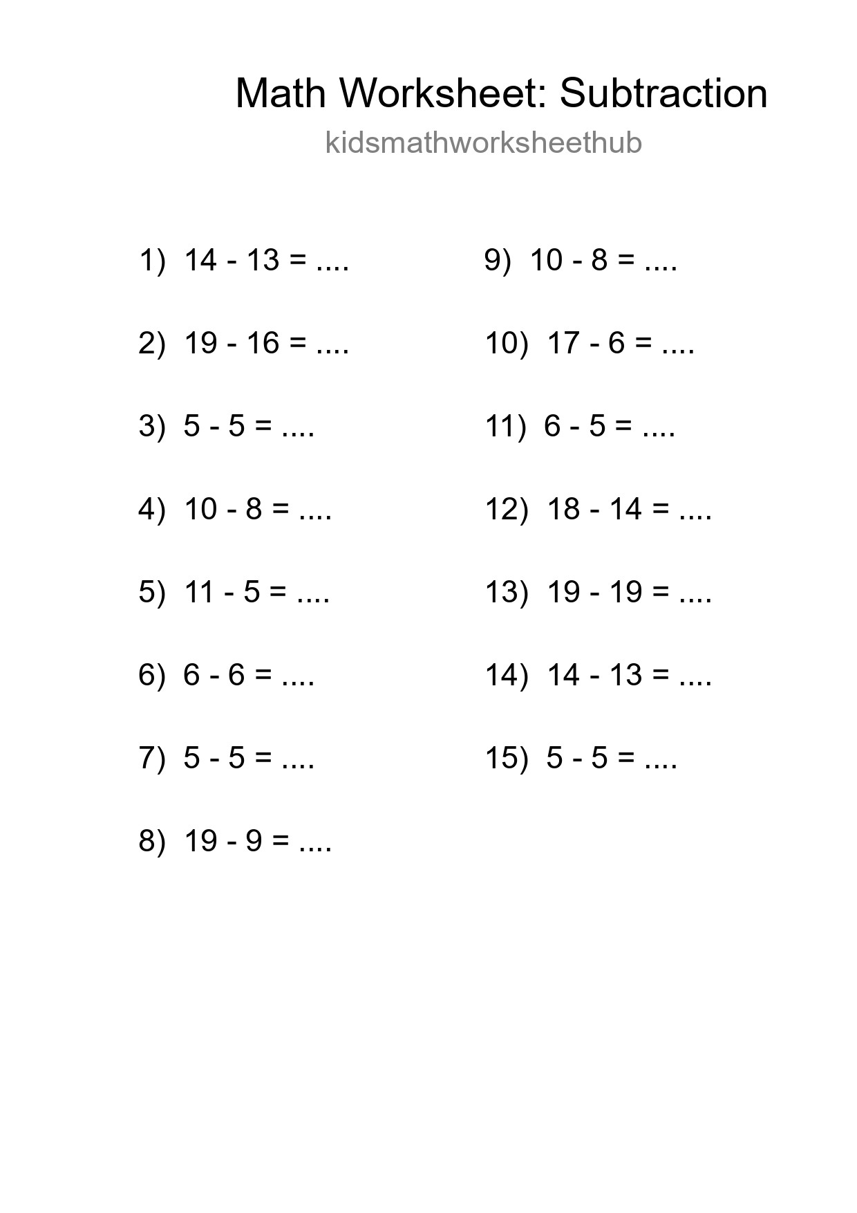 Free 15 Subtraction Math Worksheet For Grade 2 - Part 107