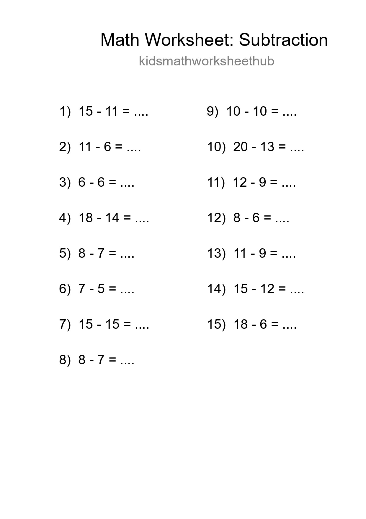 Free 15 Subtraction Math Worksheet For Grade 2 With Answers - Part 283