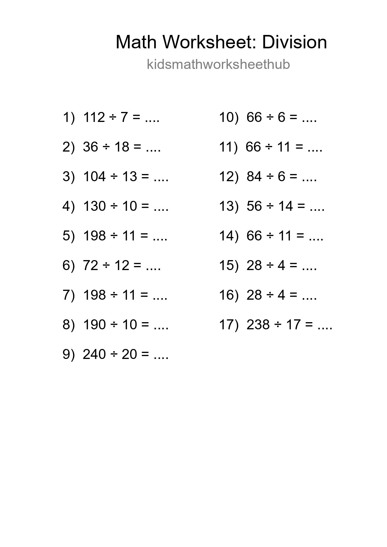 Free 17 Division Math Worksheet For Grade 2 - Part 114