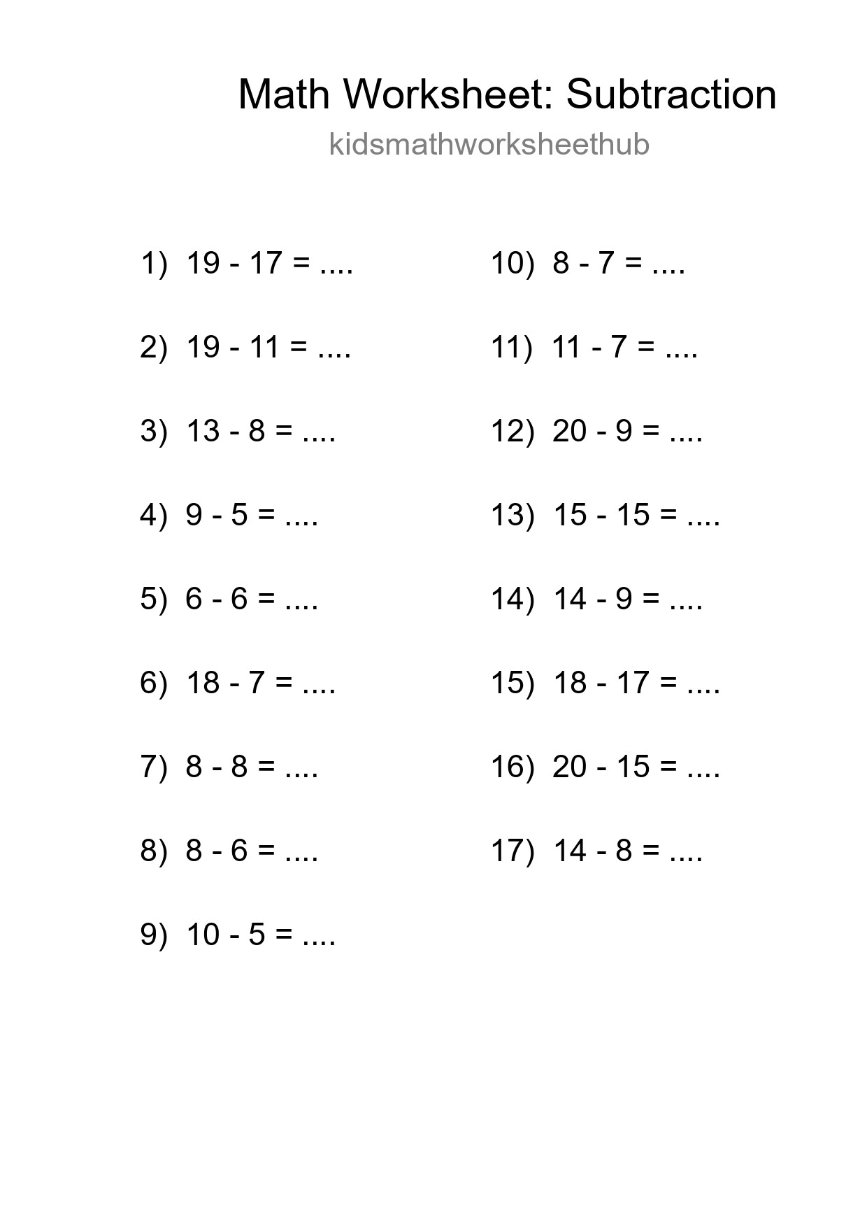 Free 17 Subtraction Math Worksheet For Grade 2 With Answers - Part 8