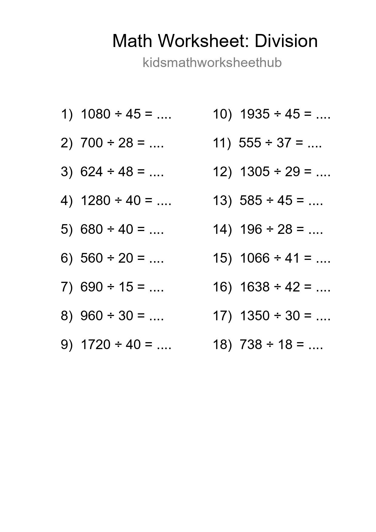 Free 18 Division Math Worksheet For Grade 2 With Answers - Part 279
