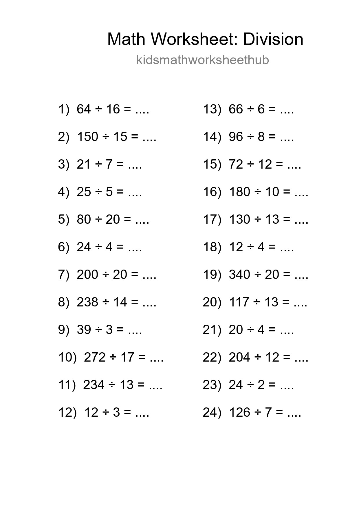 Free 24 Division Math Worksheet For Grade 2 - Part 59
