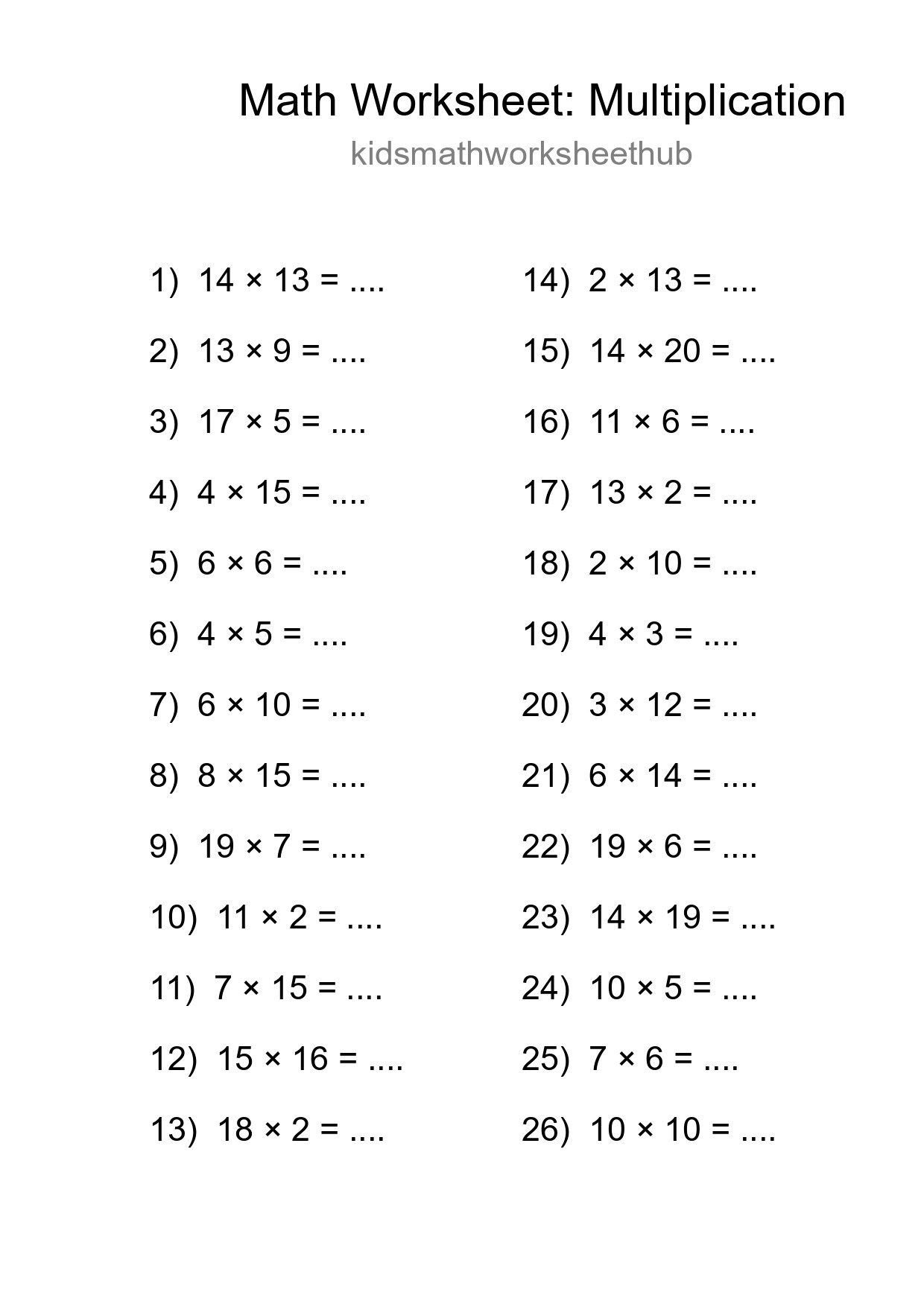 Free 26 Multiplication Math Worksheet For Grade 2 With Answers - Part 95