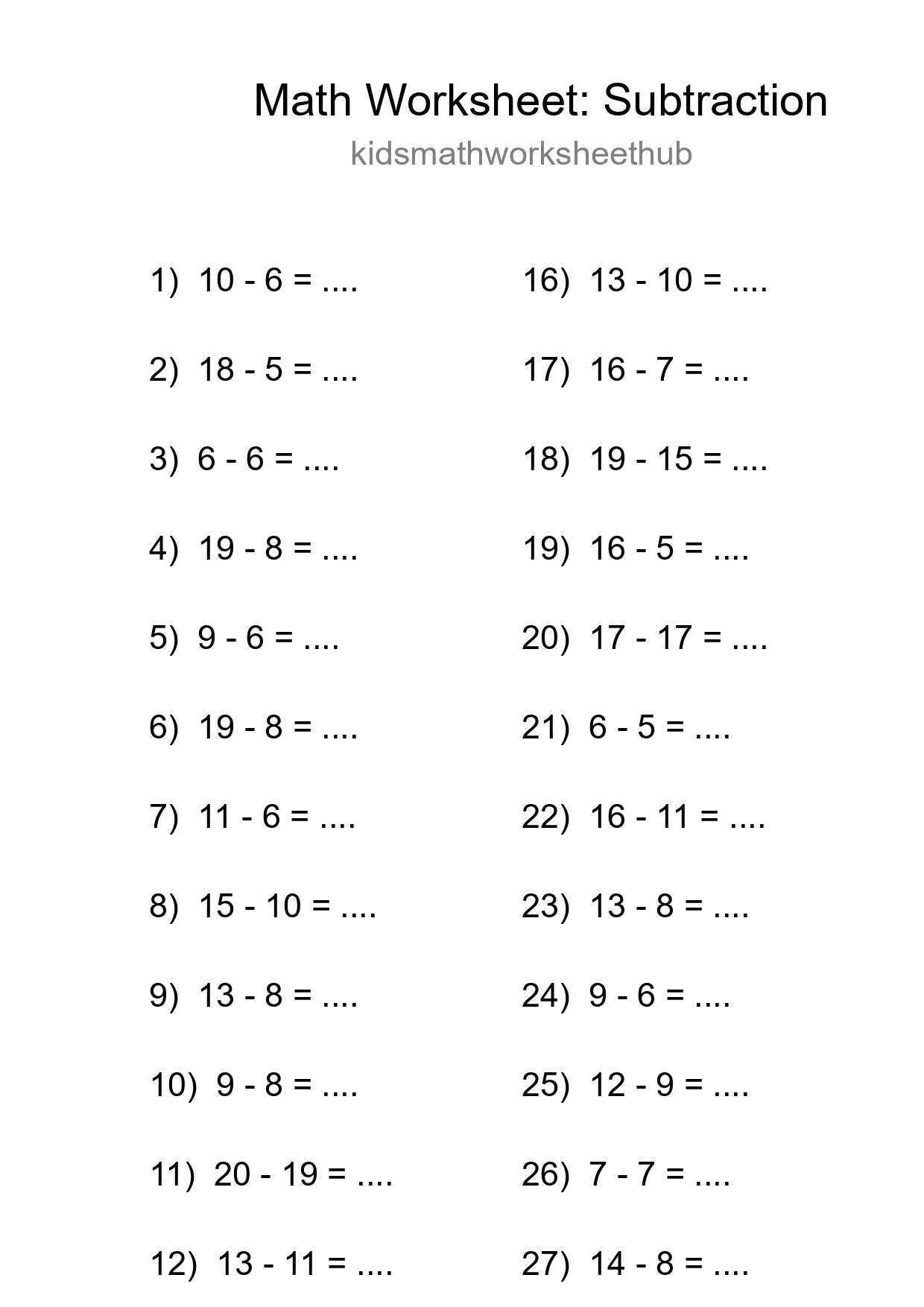 Free 30 Subtraction Math Worksheet For Grade 2 With Answers - Part 30