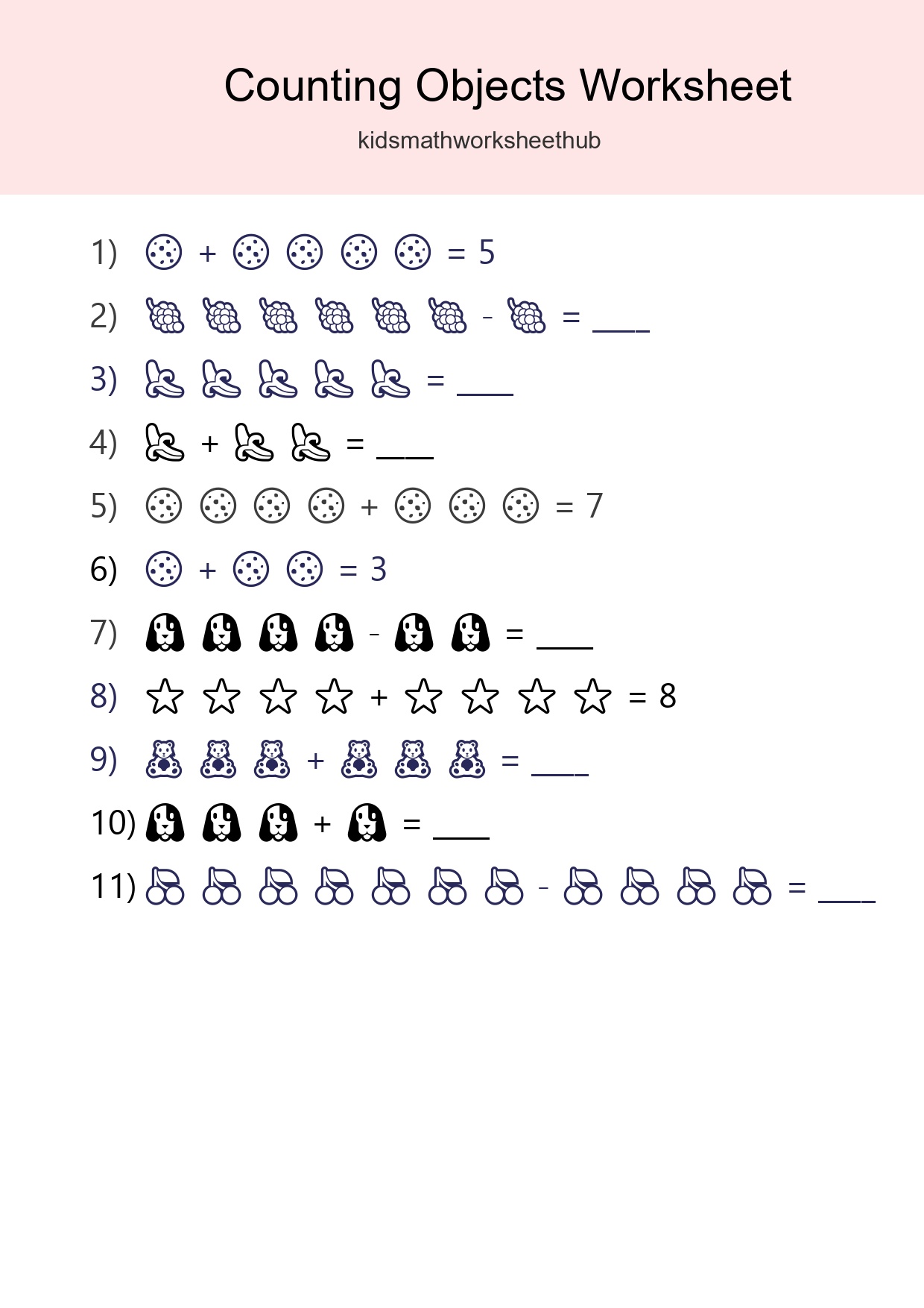 Free Counting Objects Worksheet For Kindergarten - Part 245