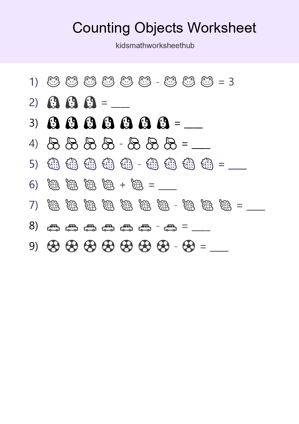 Free Counting Objects Worksheet For Kindergarten - Part 58
