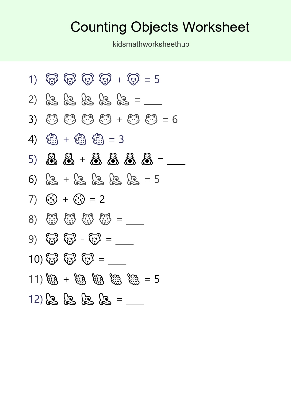 Free Counting Objects Worksheet For Kindergarten - Part 80