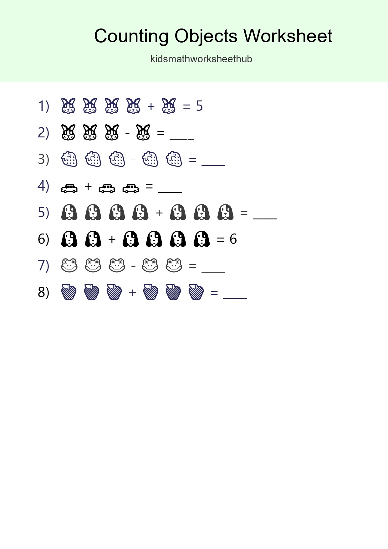 Free Counting Objects Worksheet For Kindergarten Printable - Part 135