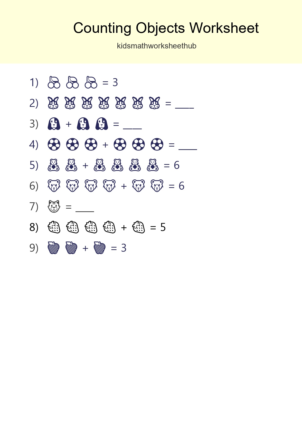 Free Counting Objects Worksheet For Kindergarten Printable - Part 157