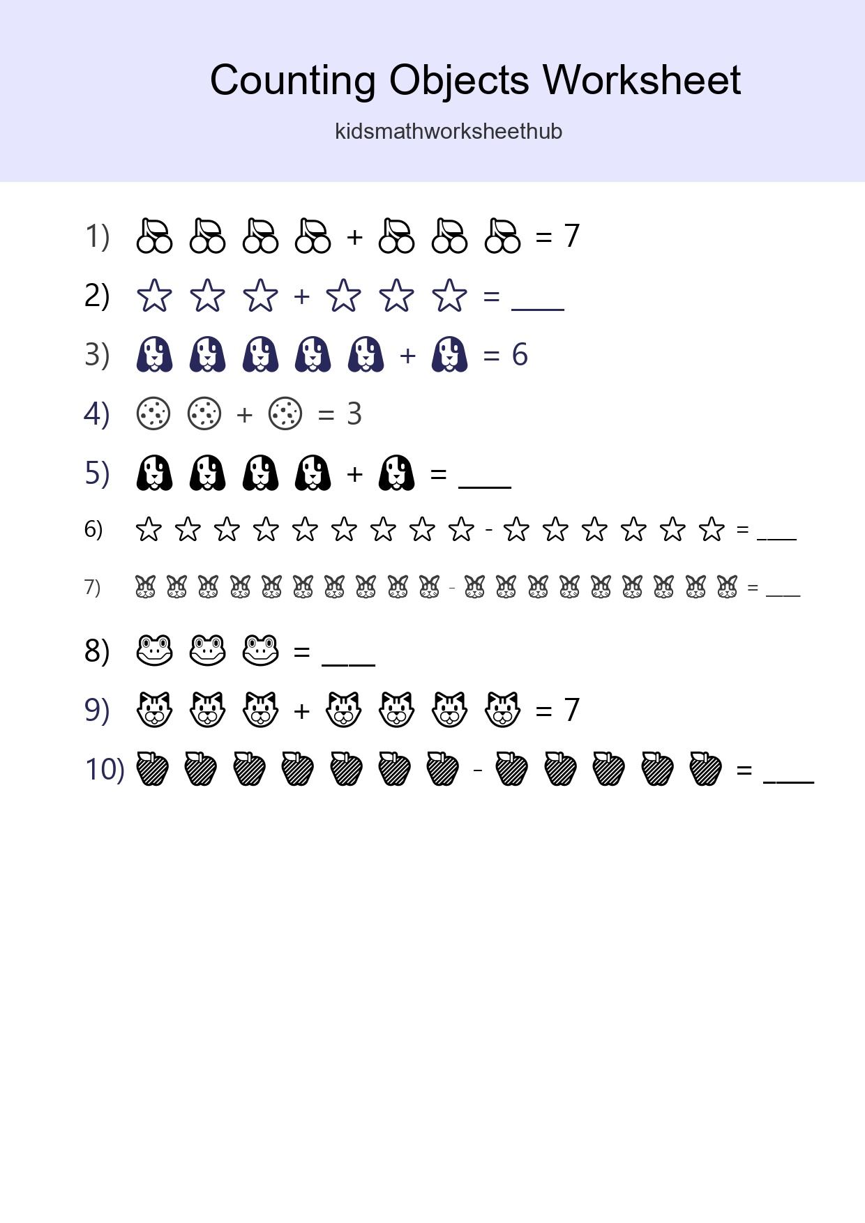 Free Counting Objects Worksheet For Kindergarten Printable - Part 278