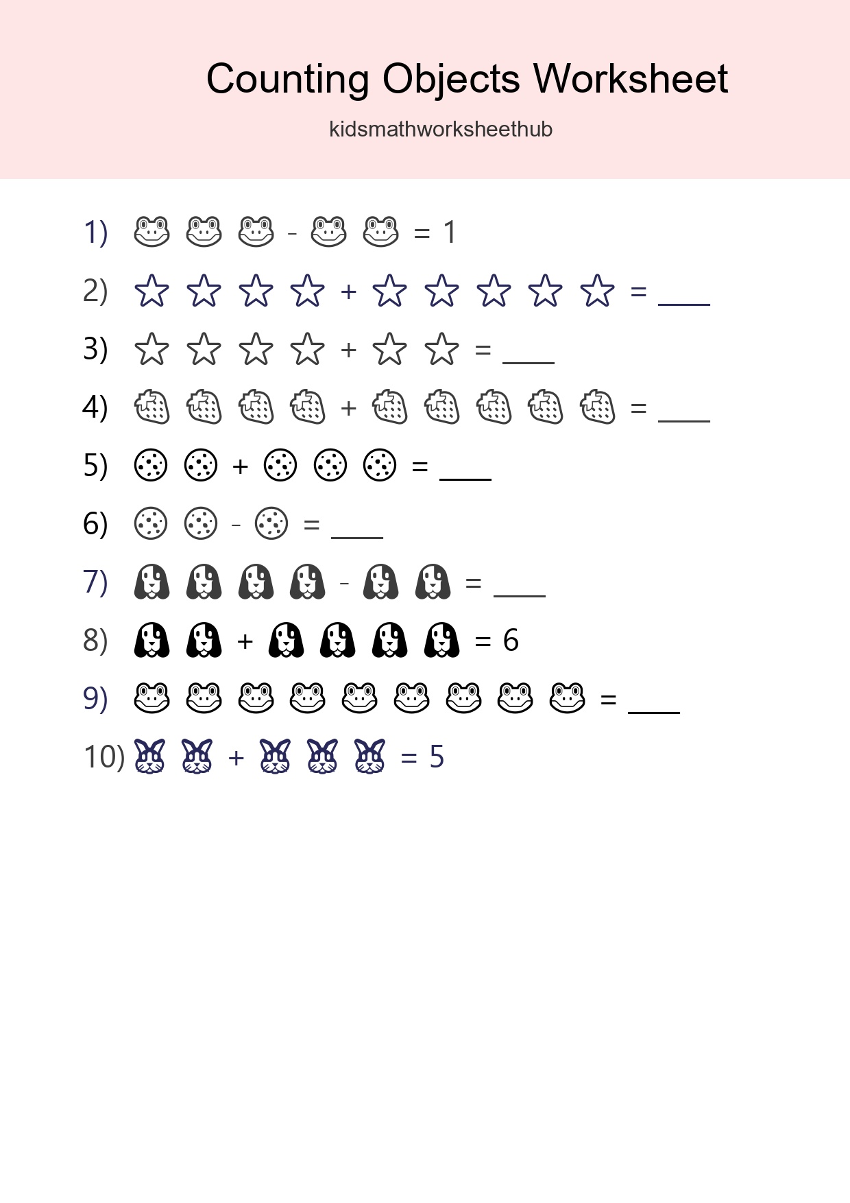 Free Counting Objects Worksheet For Kindergarten Printable - Part 300
