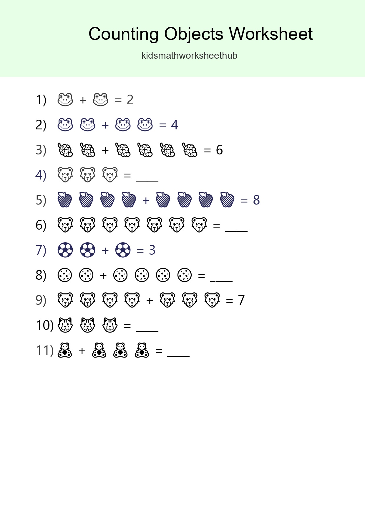 Kindergarten Count The Objects Worksheet - Part 102
