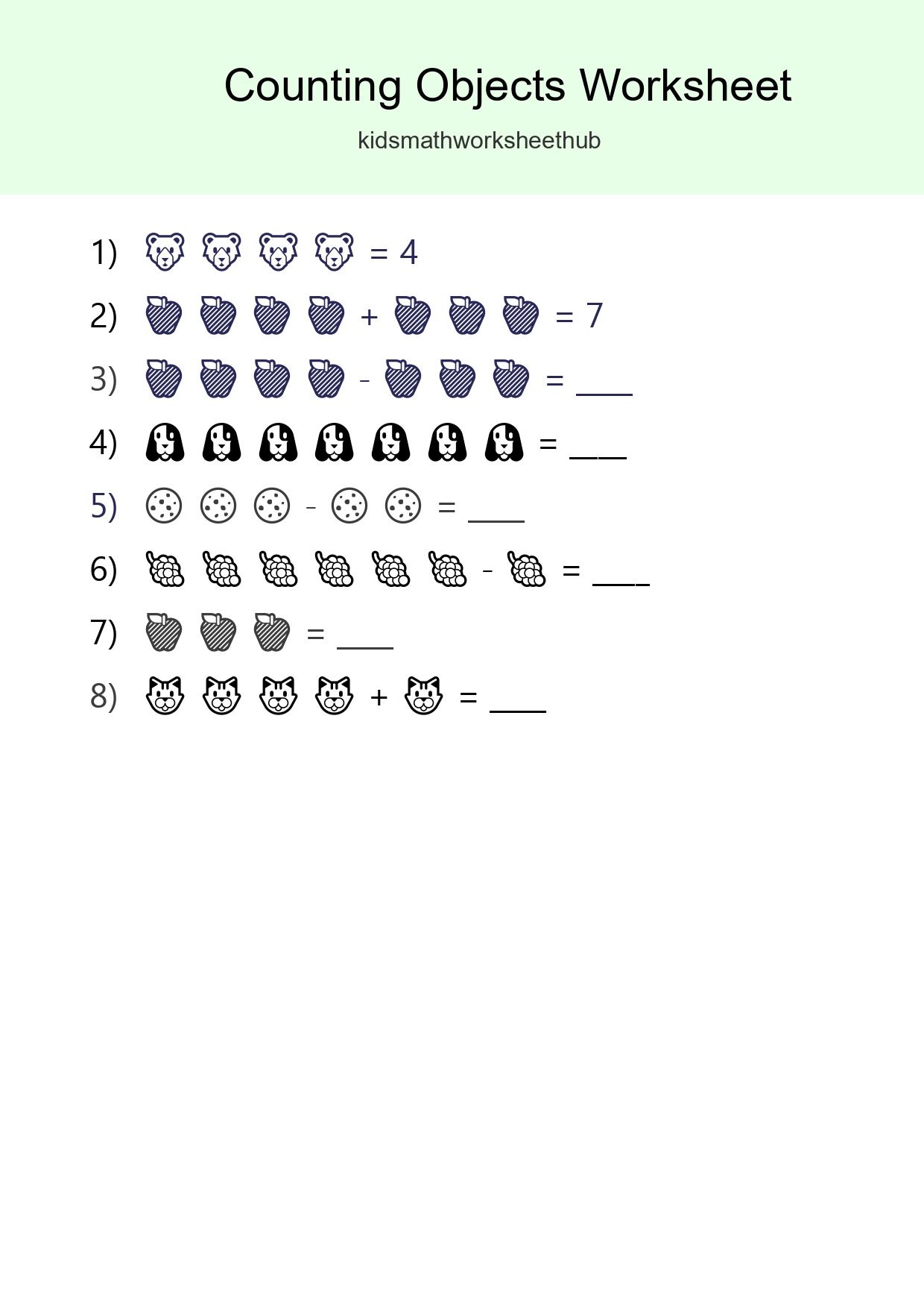 Kindergarten Count The Objects Worksheet - Part 267