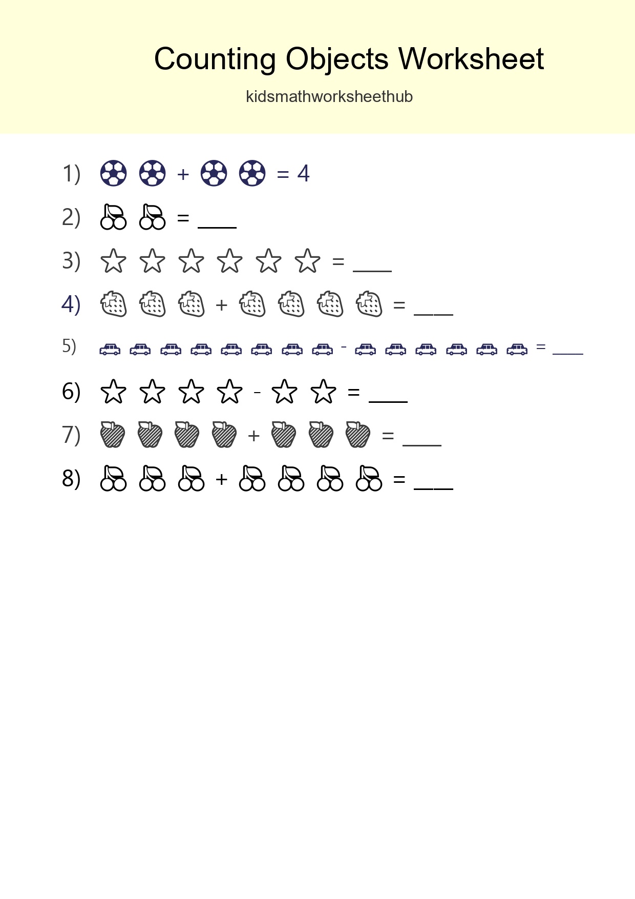 Kindergarten Count The Objects Worksheet - Part 289