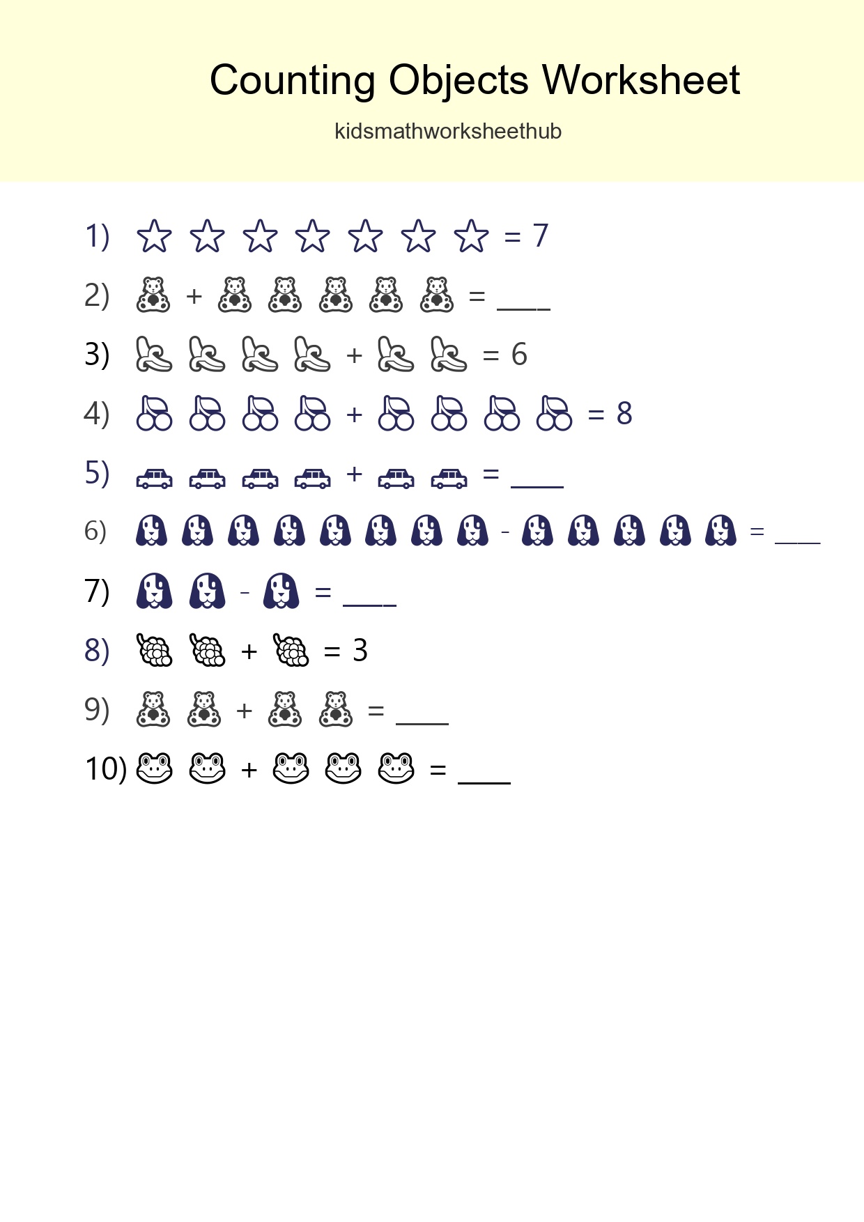 Kindergarten Count The Objects Worksheet - Part 3