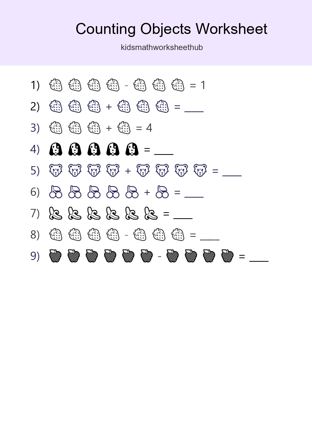 Kindergarten Count The Objects Worksheet - Part 91