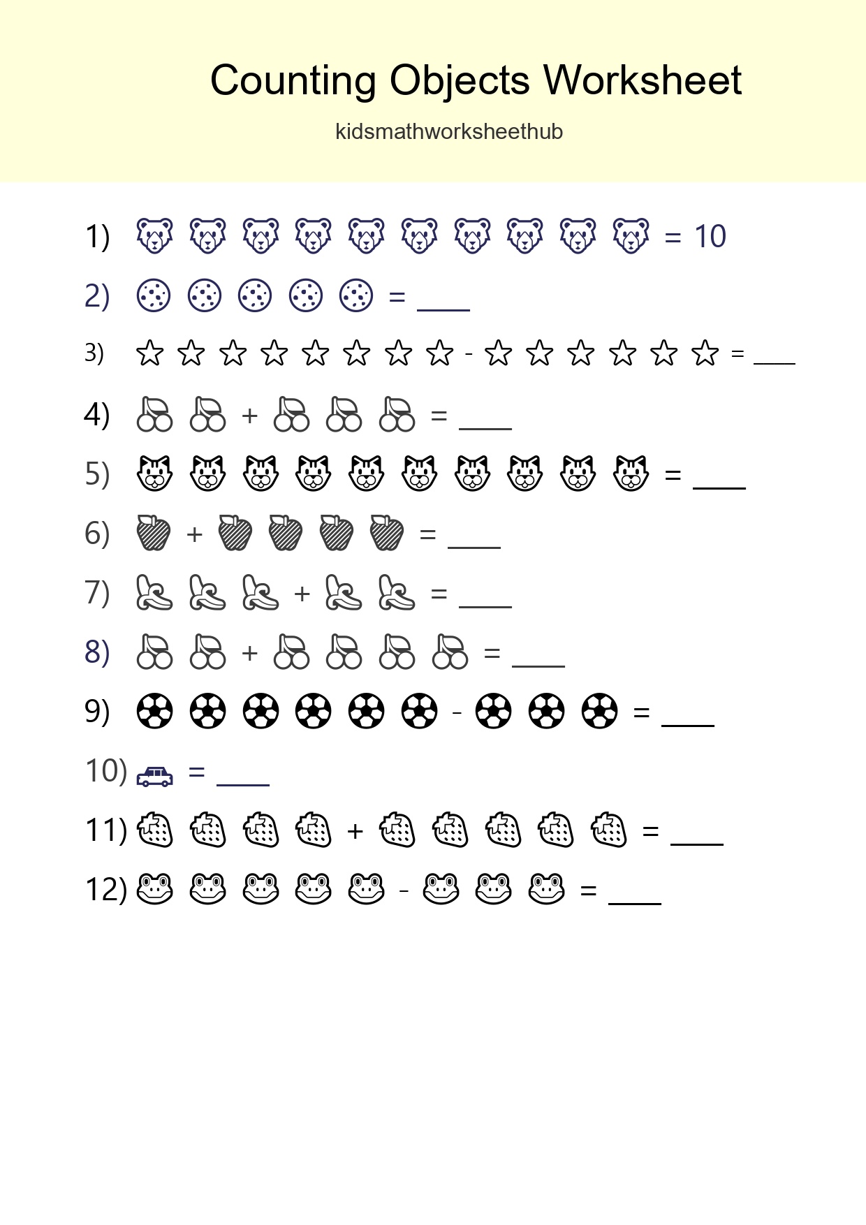 Learn Counting With Pictures Worksheet (Kindergarten) - Part 201