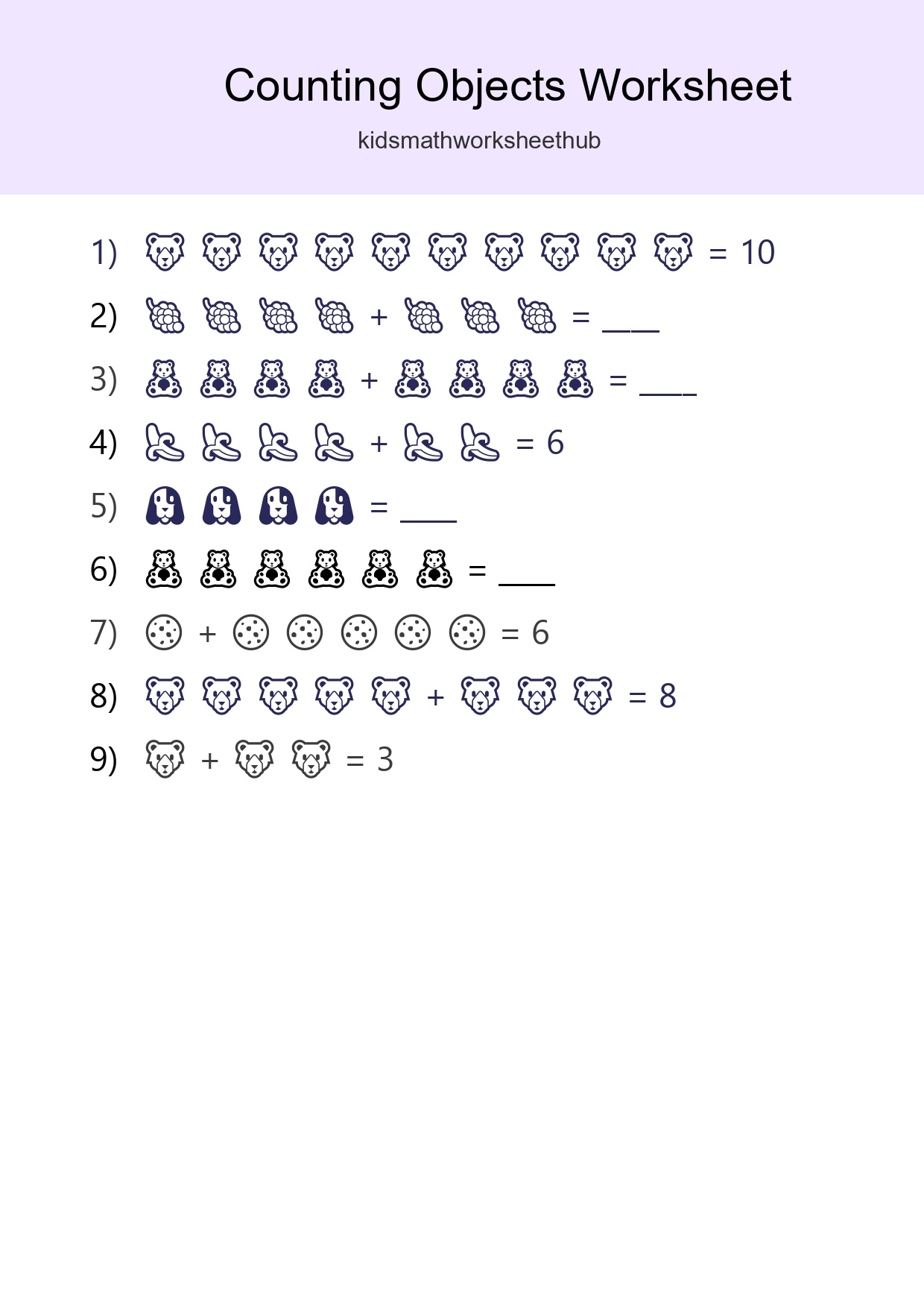 Learn Counting With Pictures Worksheet (Kindergarten) - Part 256